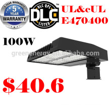 5 anos de garantia 130lm / w 100 w boa qualidade UL ETL DLC CE listados LED caixa de sapato luz de estacionamento luz para iluminação de campo de esporte